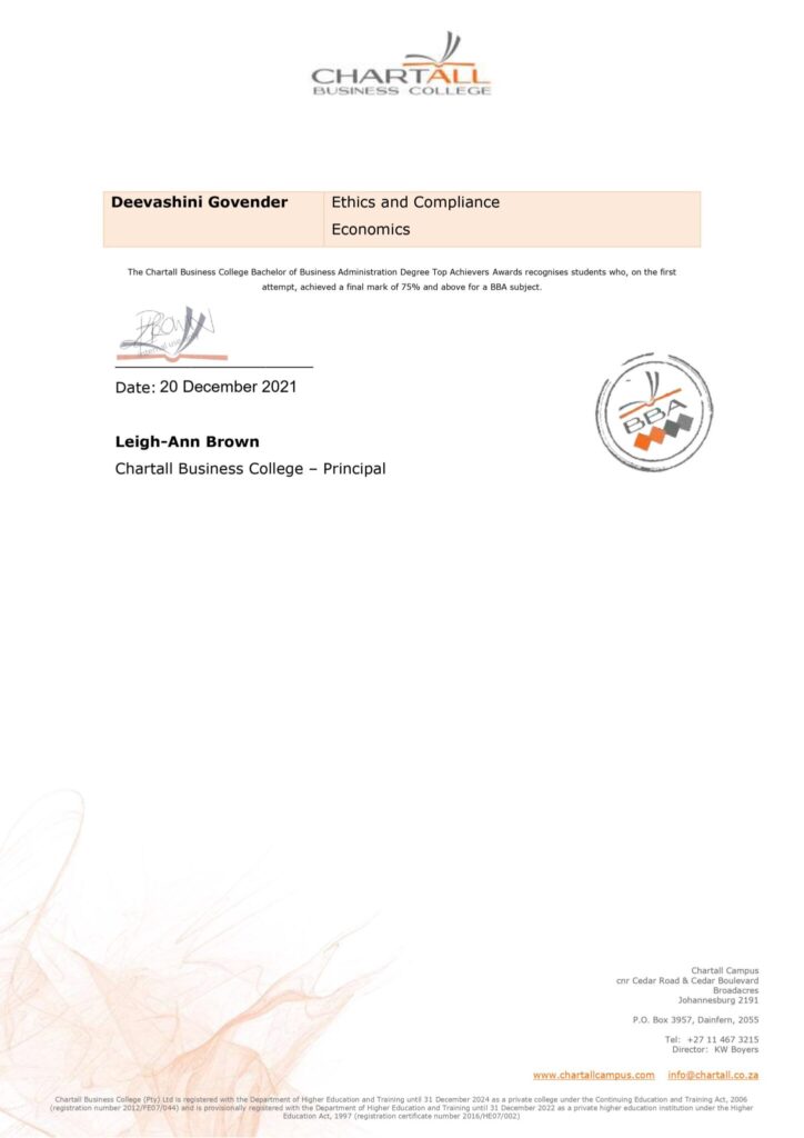 BBA Top Achiever Awards - Trimester 3 | 2021